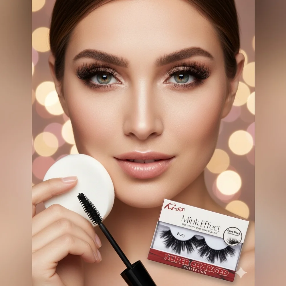 Kiss Super Charged Mink Effect Lashes - Intense Black